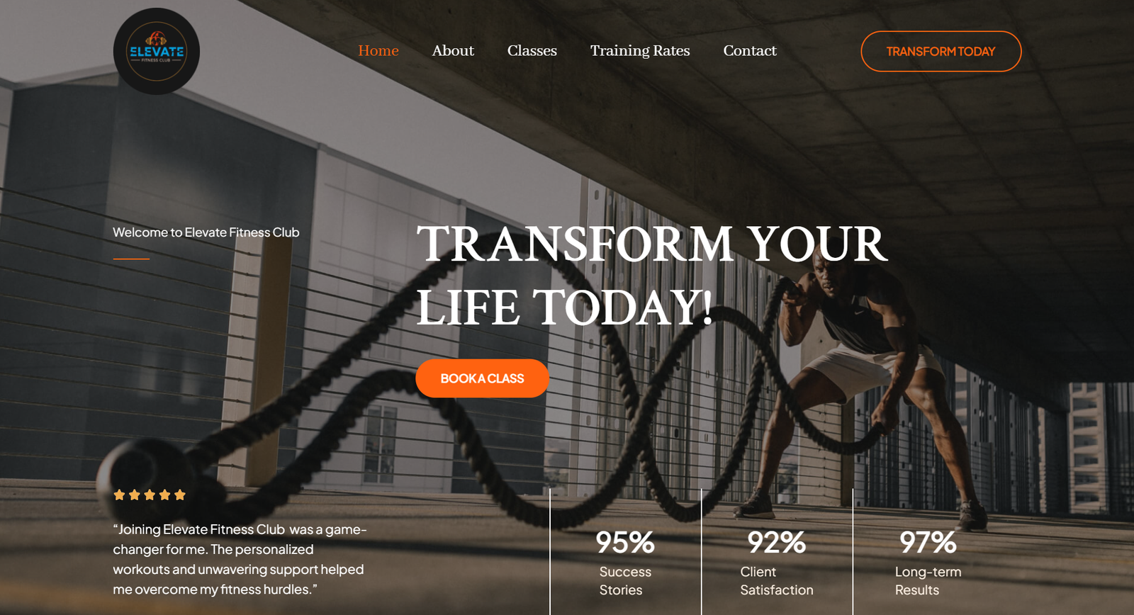 Elevent Fitness Club website screenshot